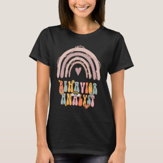 Behavior Analyst BCBA Groovy Retro Vintage Rainbow T-Shirt
