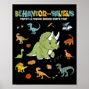 Behavior-saurus Cute Retro Dinosaur Aba Rbt Behavi Poster