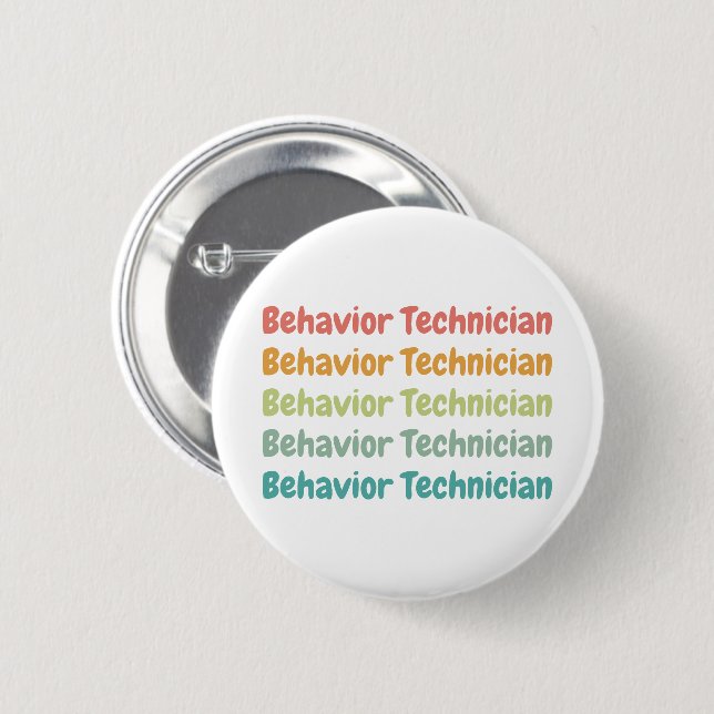 Behaviour Technician RBT Behaviour Tech Retro  2 Inch Round Button (Front & Back)