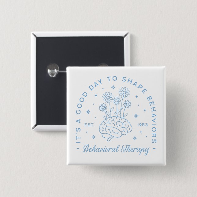 Behavioural therapy therapist aesthetic 2 inch square button (Front & Back)