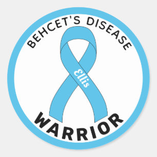 Behcet's Disease Warrior Ribbon White Classic Round Sticker