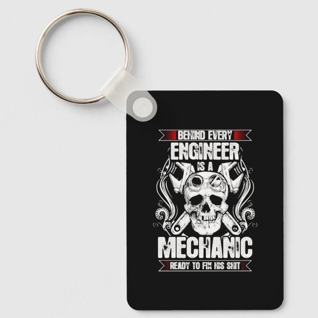 Behind every Engineer - Mechanic Keychain (Front)