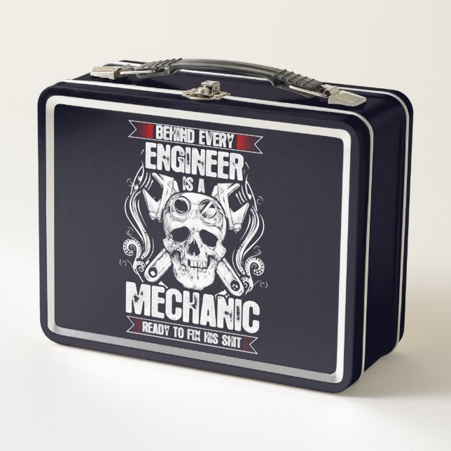 Behind every Engineer - Mechanic Metal Lunch Box (Front)