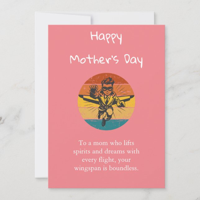 Behind every Pilot,Minimalist,Retro, Mother’s Day Holiday Card (Front)