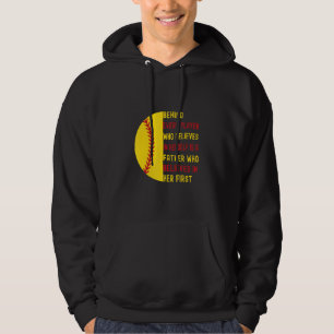 Behind Every Player Is A Father  Softball Dad Daug Hoodie