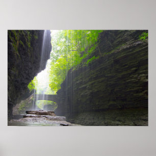 Behind Rainbow Falls, Watkins Glen, New York Poster