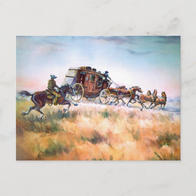 BEHIND SCHEDULE STAGECOACH by SHARON SHARPE Postcard (Front)