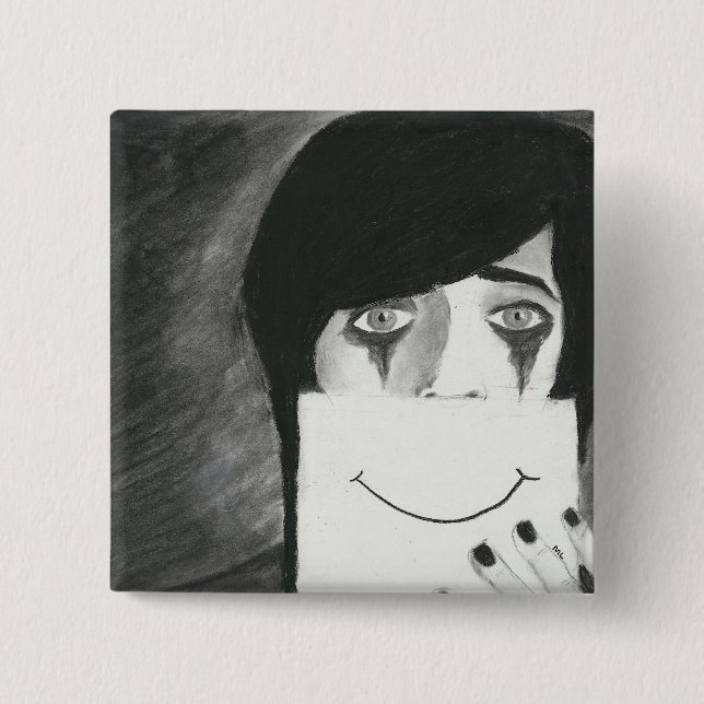 Behind the Mask 2 Inch Square Button (Front)