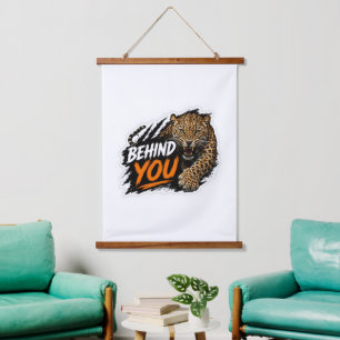Behind You Leopard Hanging Tapestry