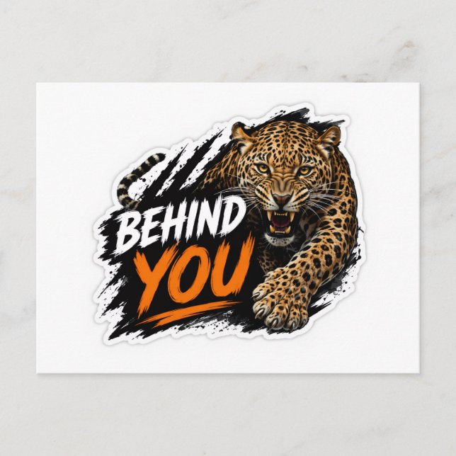 Behind You Leopard  Postcard (Front)