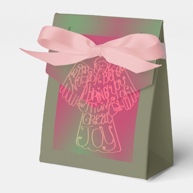 "Behold, I bring you tidings" Grey & PinkFavor Box (Front Side)