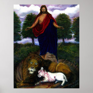 Behold! I Come Quickly! Jesus, Lion and Lamb Poster