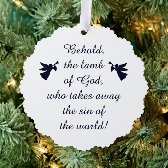 Behold the lamb of God Minimalist Ornament Card (Insitu (Tree))