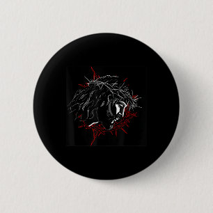 Behold Thy King Funny Face Of Jesus With Crown 2 Inch Round Button