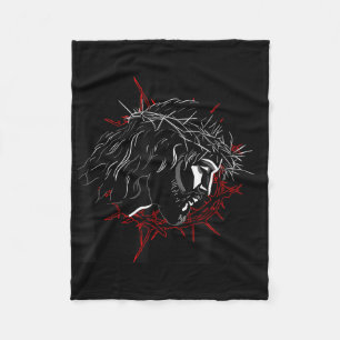 Behold Thy King Funny Face Of Jesus With Crown Fleece Blanket