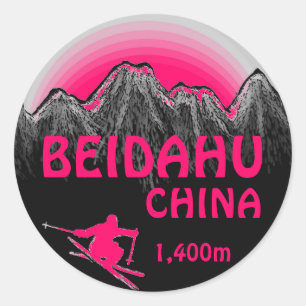 Beidahu China pink ski logo art stickers