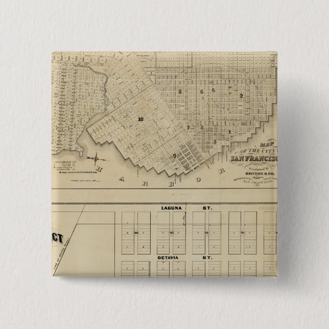 Beideman Tract, San Francisco 2 Inch Square Button (Front)