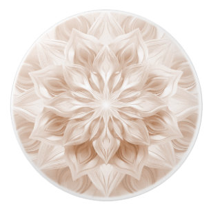 Beige 3D Shiny Mandala Pattern Ceramic Knob