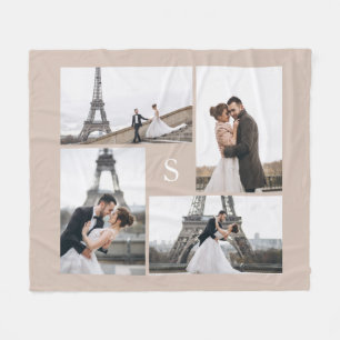 Beige 4 Photo Gallery and Monogram Fleece Blanket