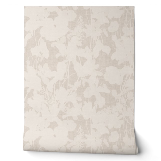 Beige Abstract Floral Neutral Romantic Peel Stick Wallpaper (Unrolling)