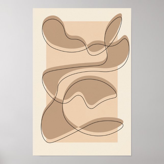 Beige abstract minimalistic/line art poster (Front)