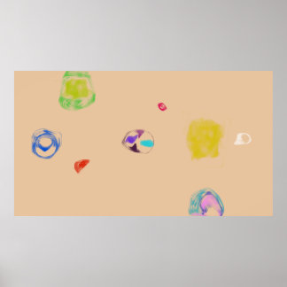 Beige Abstract Objects Simple Drawing Poster