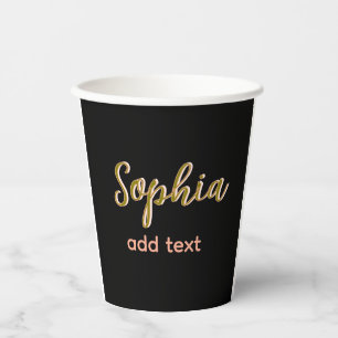 beige add name girl boss text black elegant paper cups