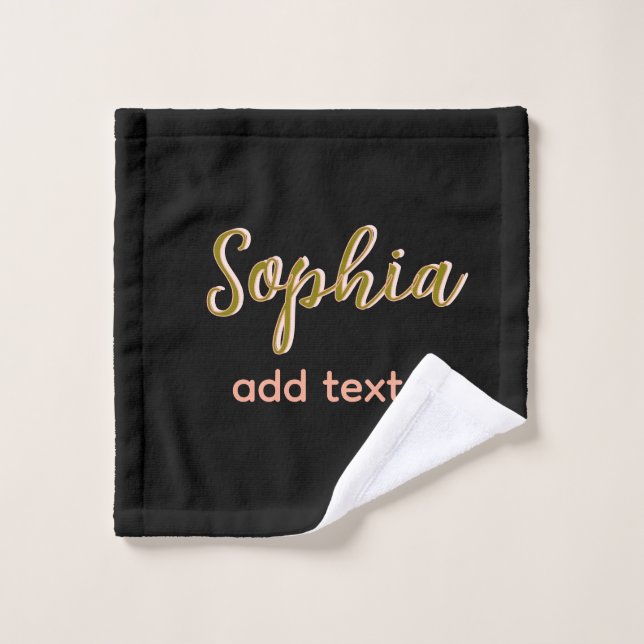 beige add name girl boss text black elegant wash cloth (Wash Cloth)