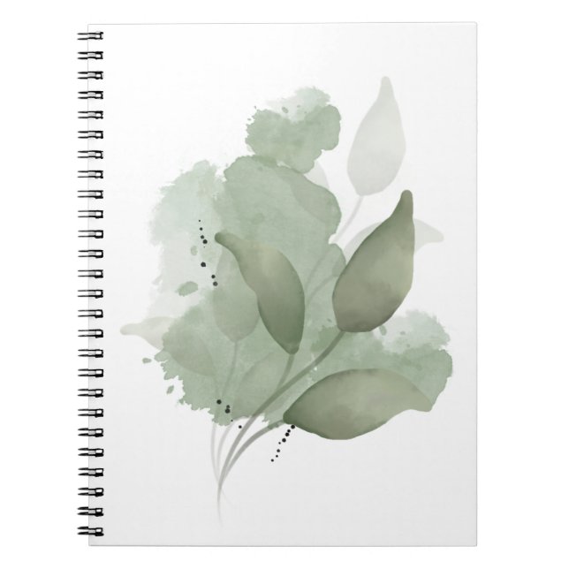 Beige Aesthetic Abstract Botanical Art Spiral  Notebook (Front)