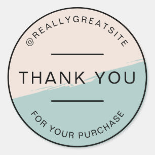 Beige Aesthetic Minimalist Thank You Classic Round Sticker