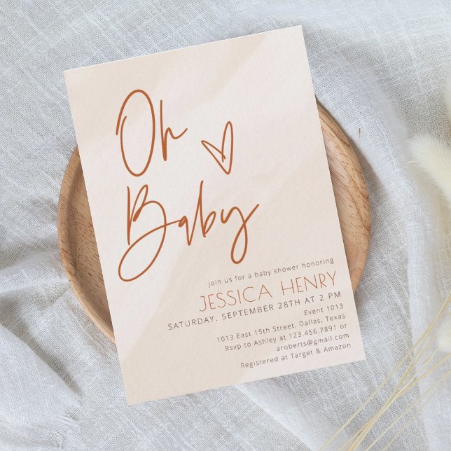 Beige Aesthetic Modern Baby Shower  Invitation (Creator Uploaded)