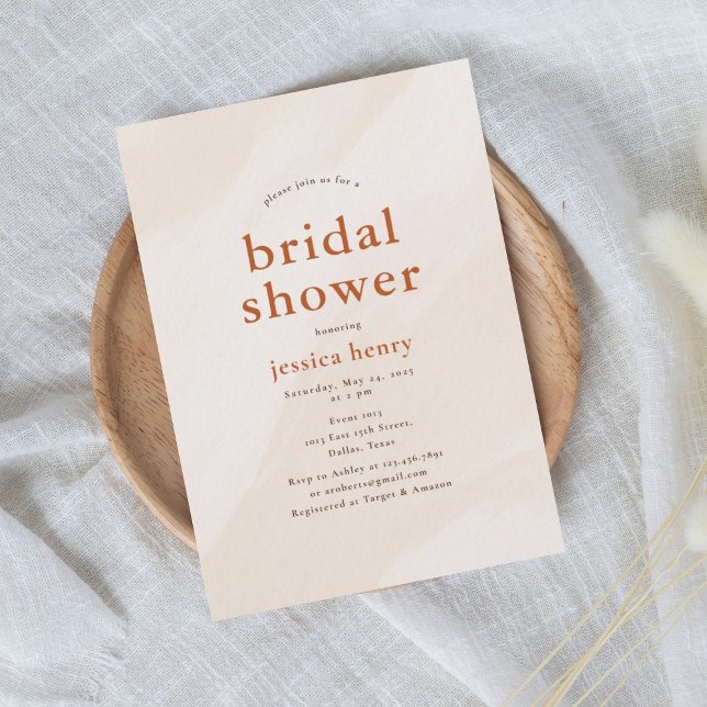 Beige Aesthetic Modern Bridal Shower  Invitation (Creator Uploaded)