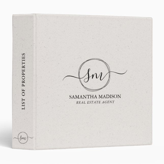 Beige Aesthetic Modern Calligraphy Real Estate  Binder (Front/Spine)