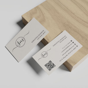 Beige Aesthetic Modern Calligraphy Real Estate Business Card