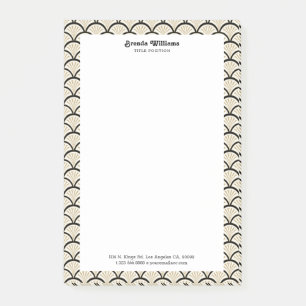Beige and black art-deco flower pattern post-it notes