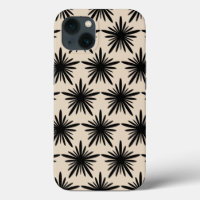 Beige And Black Boho Abstract Star Pattern