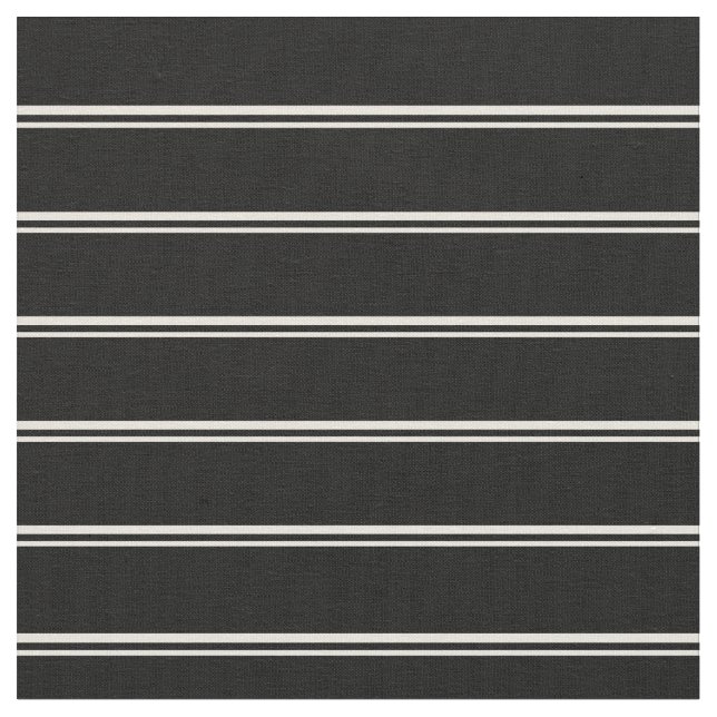 Beige and Black Coloured Lines Pattern Fabric (Close Up)