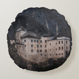 BEIGE AND BLACK CONCRETE HOUSE ROUND PILLOW