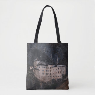 BEIGE AND BLACK CONCRETE HOUSE TOTE BAG