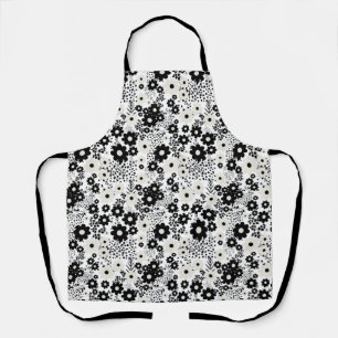 Beige and Black Flowers Apron