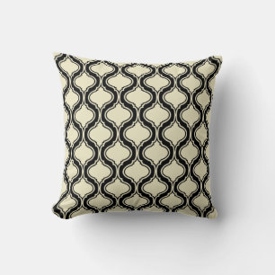 Beige And Black Geometric Pattern Throw Pillow