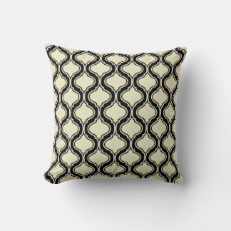 Beige And Black Geometric Pattern Throw Pillow