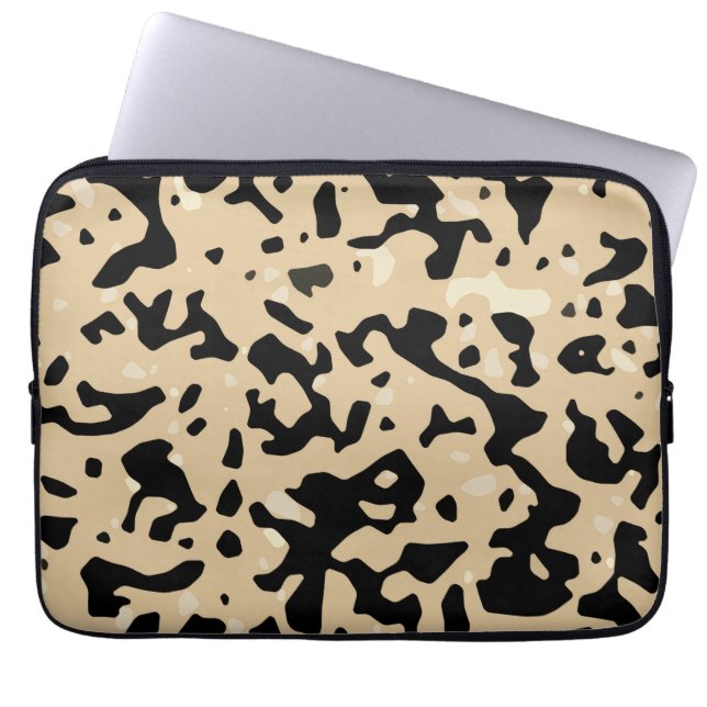 Beige and Black Pattern Laptop Sleeve (Front)