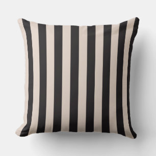 Beige and black stripes throw pillow