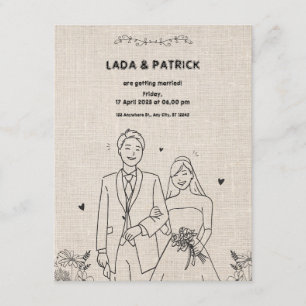 Beige and Black Vintage Floral Rustic Wedding Invi Enclosure Card