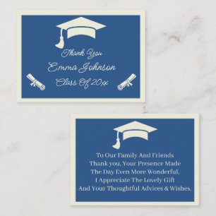 Beige And Blue Customized Graduation Thank You Card