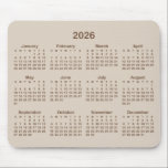 Beige and Brown 2026 Calendar Mouse Pad<br><div class="desc">Looking for a sleek and stylish way to keep track of your days? Check out this beige and Tuscan brown 2026 calendar mousepad! It makes a great gift for anyone who loves to stay organized. Plus, it's a great way to show off your personality and make your desk look unique...</div>