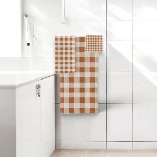 Beige and Brown Buffalo Plaid Holiday Bath Towel