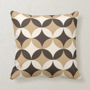 Beige and brown circles throw pillow