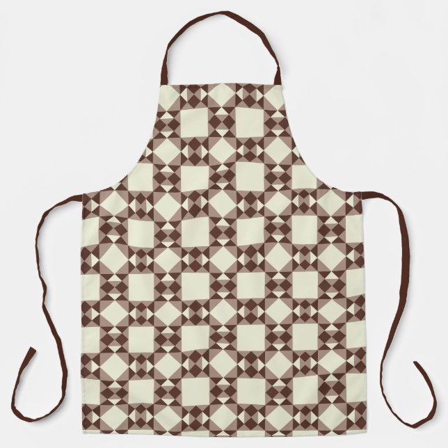 Beige and Brown Georgetown Patchwork Pattern Apron (Front)